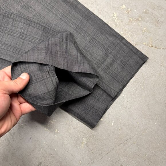 Mens Plaid Dress Pants Grey Wool Trousers 38x30 - Picture 4 of 6
